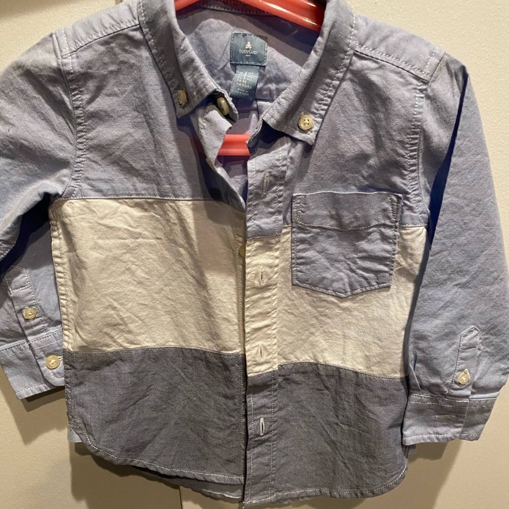 Long sleeve button up chambray Gap